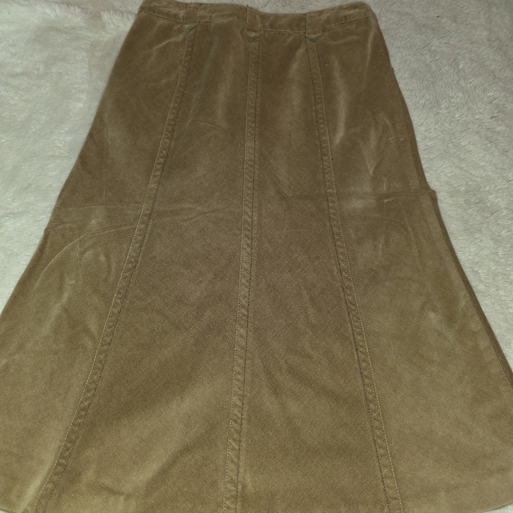 Eddie Bauer Tan Brushed Corduroy Midi Skirt Size 4 - Picture 3 of 9